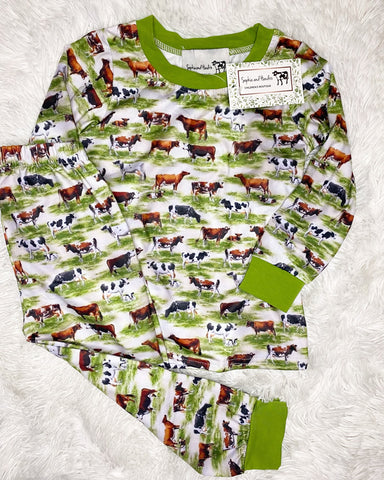Green Pasture Cow Pajamas